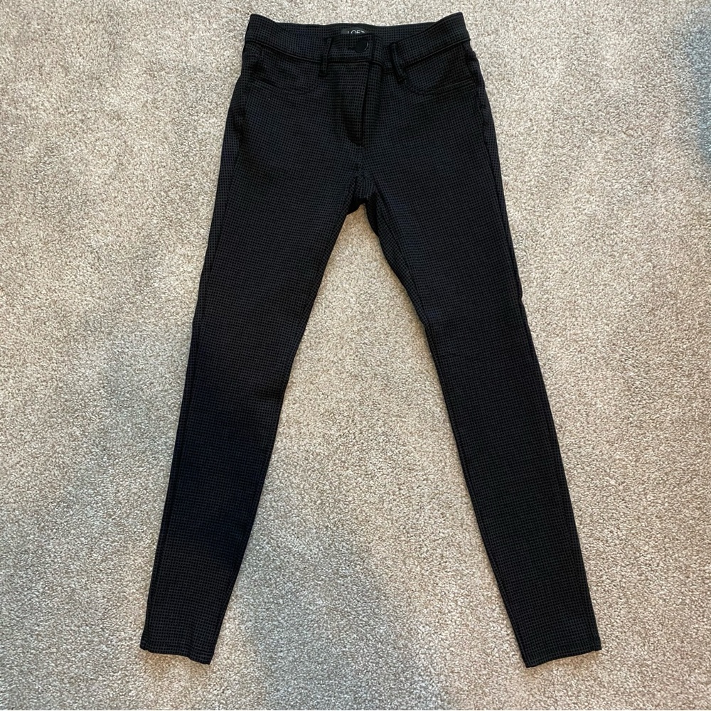LOFT Black and Grey Checkered Skinny Pant Size 00 NWOT